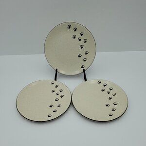 Boyds Bears Paw Prints Snack Plates Bearware Pottery Works Dessert Plates
